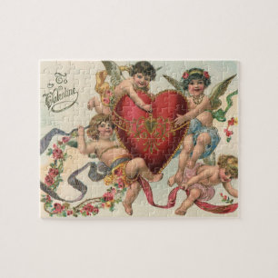 Victoriaans Valentijnse , Cherubs Angels Heart Legpuzzel