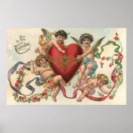  Victoriaans Valentijnse , Cherubs Angels Heart Poster