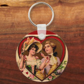 Victoriaans Valentijnse  Koppel Sleutelhanger (Voorkant)