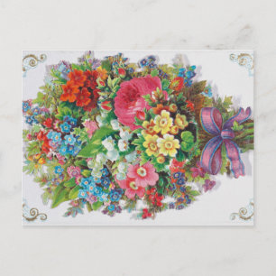 Victoriaans Valentijnskaart, bloemboeket Briefkaart