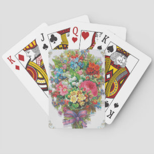 Victoriaans Valentijnskaart, bloemboeket Pokerkaarten