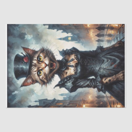 Victoriaans vampierkat - Decoupage - Tissuepapier (Voorkant)