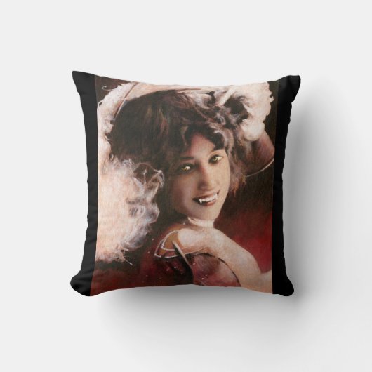 Victoriaans Vampire Lady Throw Cushion Kussen (Voorkant)