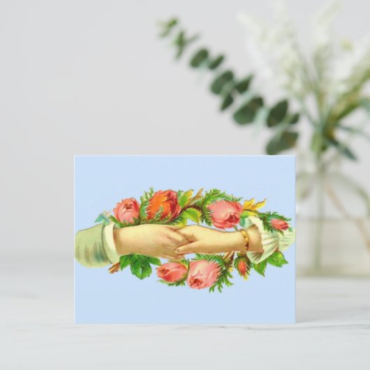 Victoriaans vastgelopen handdruk briefkaart (Staand voorkant)