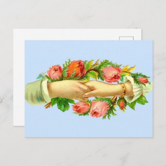 Victoriaans vastgelopen handdruk briefkaart (Voorkant / Achterkant)