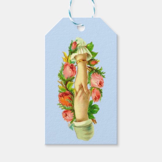 Victoriaans vastgelopen handdruk cadeaulabel (Voorkant)