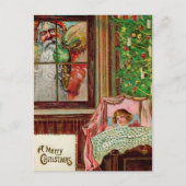 Victoriaans venster Snooping Santa Briefkaart (Voorkant)