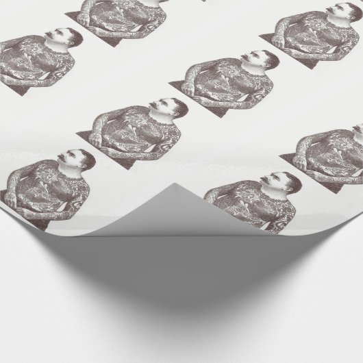 Victoriaans vent met tatoeage Mustache Cadeaupapier (Hoek)