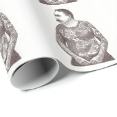 Victoriaans vent met tatoeage Mustache Cadeaupapier (Rol Hoek)