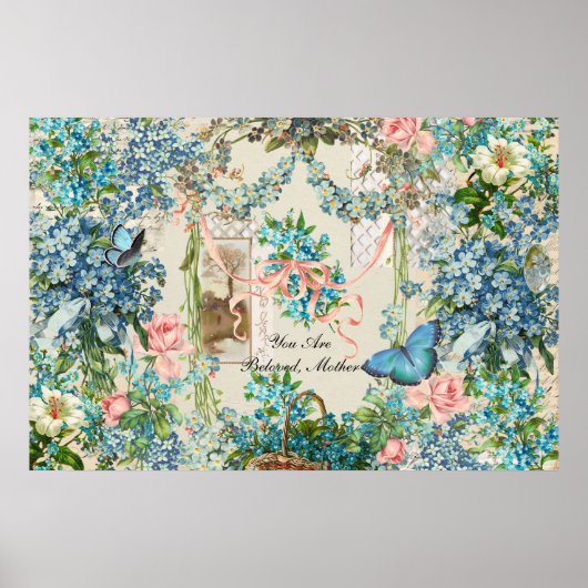 Victoriaans vergeet-me-niet Moederdag Collage Poster (Voorkant)