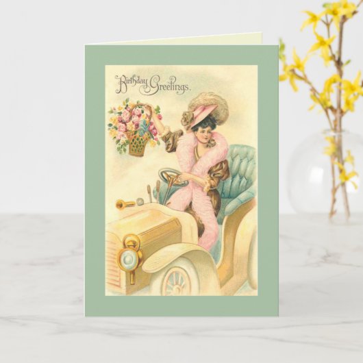  Victoriaans Verjaardag Kaart (Gele Bloem)