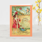 Victoriaans verjaardagskaart kaart (Gele Bloem)