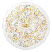 Victoriaans vervaagde filigraan bloemige Waterverf Keramische Knop (Voorkant)