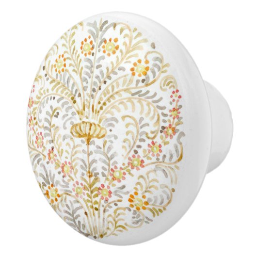 Victoriaans vervaagde filigraan bloemige Waterverf Keramische Knop (Rechts)