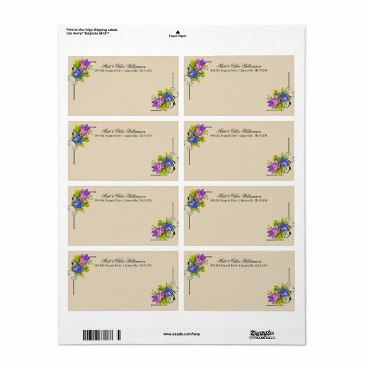 Victoriaans verzendlabels met bloemaccenten etiket (Full Sheet)