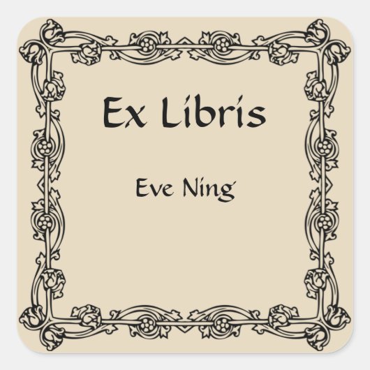 Victoriaans vier Bud Corner Bookplate Vierkante Sticker (Voorkant)