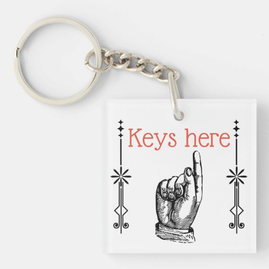 Victoriaans vinger wijzende hand sleutelhanger (voorkant)