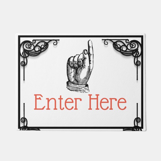 Victoriaans  vingerwijzende hand deurmat (Voorkant)