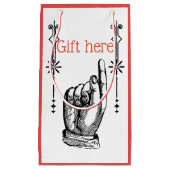 Victoriaans  vingerwijzende handtas met cadeau klein cadeauzakje (Voorkant)