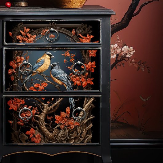 Victoriaans vinken Japanse lak stijl Decoupage Tissuepapier