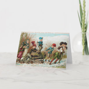 Victoriaans Vintage-kerstloggers voor kinderen Feestdagen Kaart