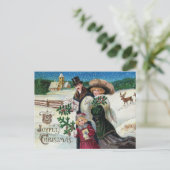 Victoriaans Vintage Kerstmis Briefkaart (Staand voorkant)