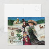 Victoriaans Vintage Kerstmis Briefkaart (Voorkant / Achterkant)