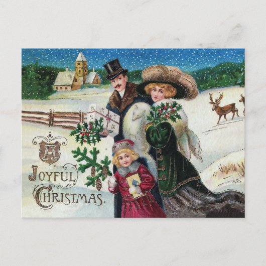 Victoriaans Vintage Kerstmis Briefkaart (Voorkant)