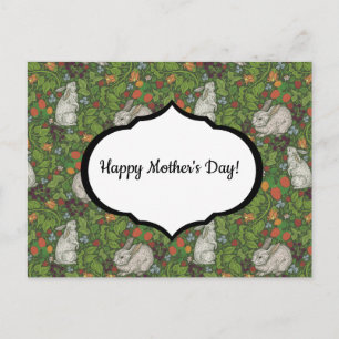 Victoriaans Vintage White Bunny Rabbit in tuin Briefkaart