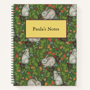 Victoriaans Vintage White Bunny Rabbit in tuin Notitieboek