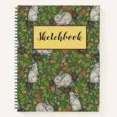 Victoriaans Vintage White Bunny Rabbit Sketchbook Notitieboek (Voorkant)