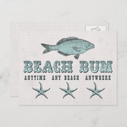 Victoriaans vis en zeesterren strand Bum Briefkaart (Voorkant / Achterkant)