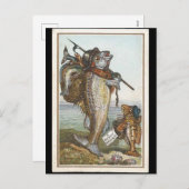 Victoriaans viskerst feestdagenkaart (Voorkant / Achterkant)