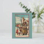 Victoriaans Vive Nicolas Boy Girl Feestdagenkaart (Staand voorkant)