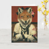 Victoriaans  Vixen Groeten Kaart (Gele Bloem)