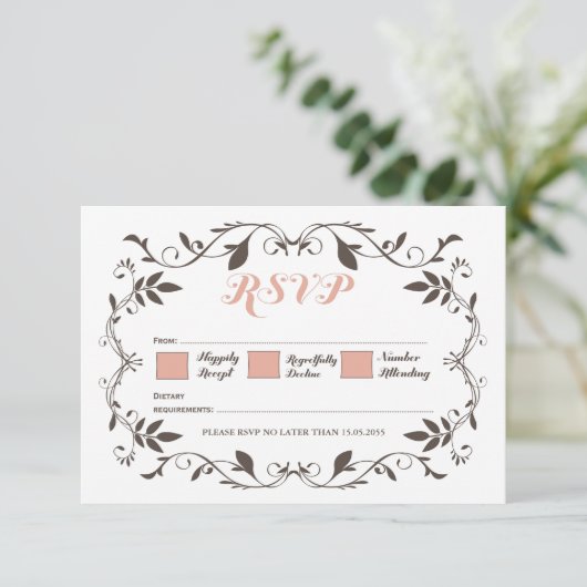 Victoriaans Vlaamse bruiloft RSVP (Staand voorkant)