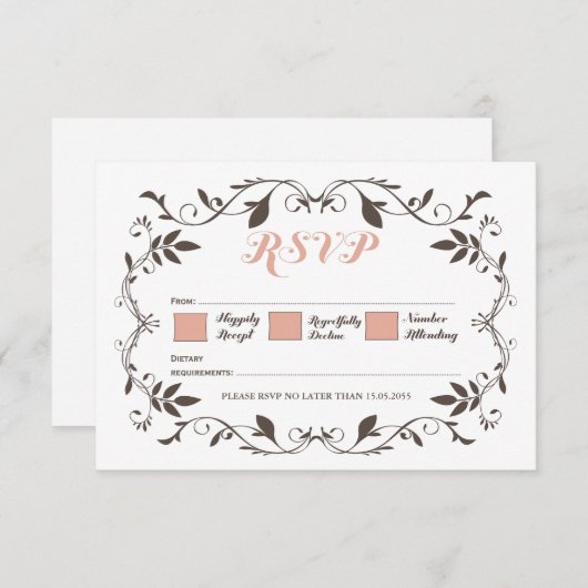 Victoriaans Vlaamse bruiloft RSVP (Voorkant / Achterkant)