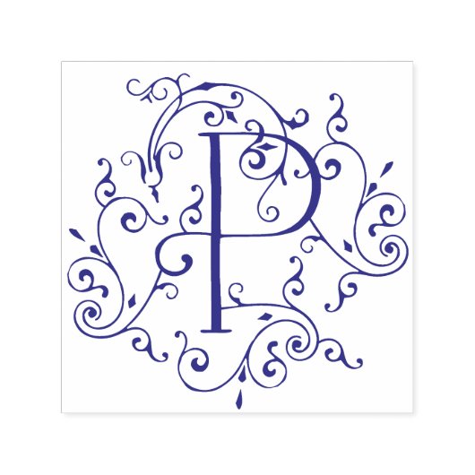 Victoriaans Vlaamse letter P Monogram Zelfinking S Zelfinktende Stempel (Design)