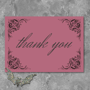 Victoriaans vleermuis tot de dood Black & Wine Wed Bedankkaart