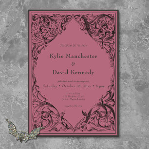 Victoriaans vleermuis tot de dood Black & Wine Wed Kaart