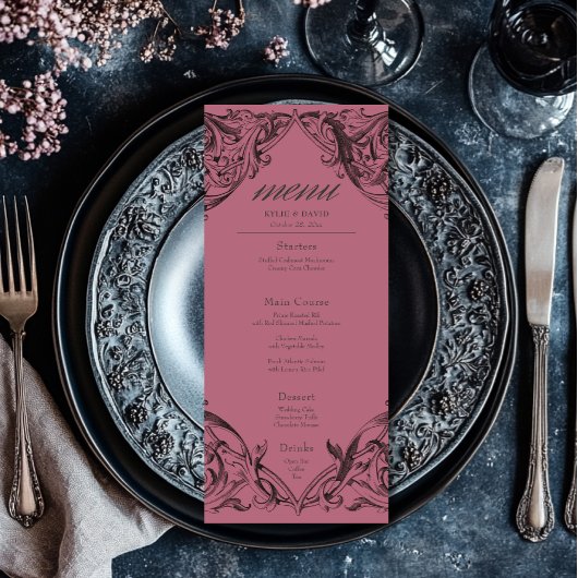 Victoriaans vleermuis tot de dood Black & Wine Wed Menu