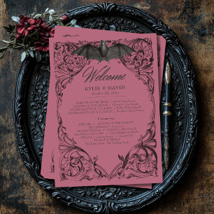 Victoriaans vleermuis tot de dood Black & Wine Wed Programmakaart