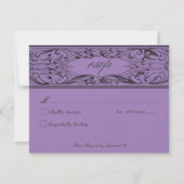 Victoriaans vleermuis tot de dood zwart & Paarse b RSVP Kaartje (Voorkant)