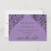 Victoriaans vleermuis tot de dood zwart & Paarse b Save The Date (Voorkant)