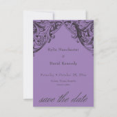 Victoriaans vleermuis tot de dood zwart & Paarse b Save The Date (Voorkant)