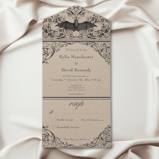 Victoriaans vleermuis tot de dood zwart tan geen d all in one uitnodiging