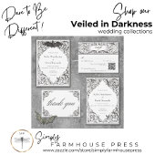 Victoriaans vleermuis tot de dood zwart wit bruilo bedankkaart