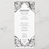 Victoriaans vleermuis tot de dood zwart-wit bruilo menu (Voorkant)