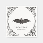 Victoriaans vleermuis tot de dood zwart-wit bruilo servet (Voorkant)