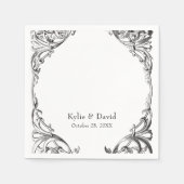 Victoriaans vleermuis tot de dood zwart-wit bruilo servet (Voorkant)